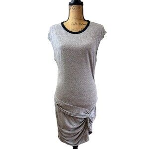 IRO Williams Gray Cotton Twist Front Ruched Jersey Dress Size 1 Small Portugal